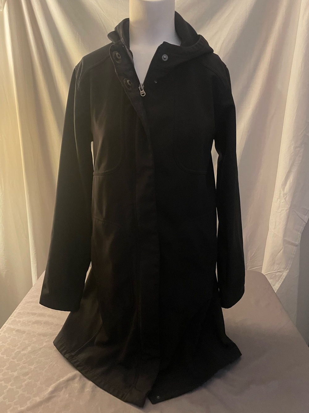 Lucy Black Hooded Trench Coat